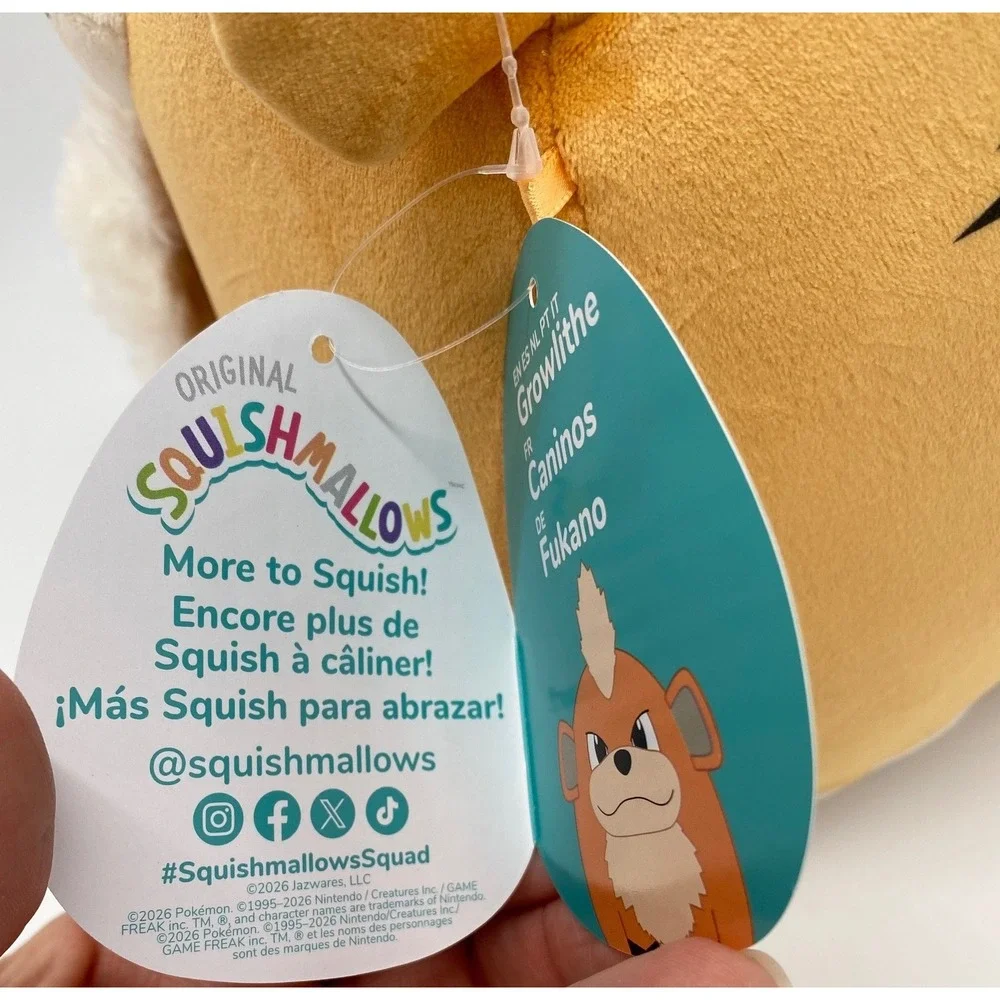 Squishmallows Pokemon Growlithe 10 Inch Plush Jazwares New With Tags NWT